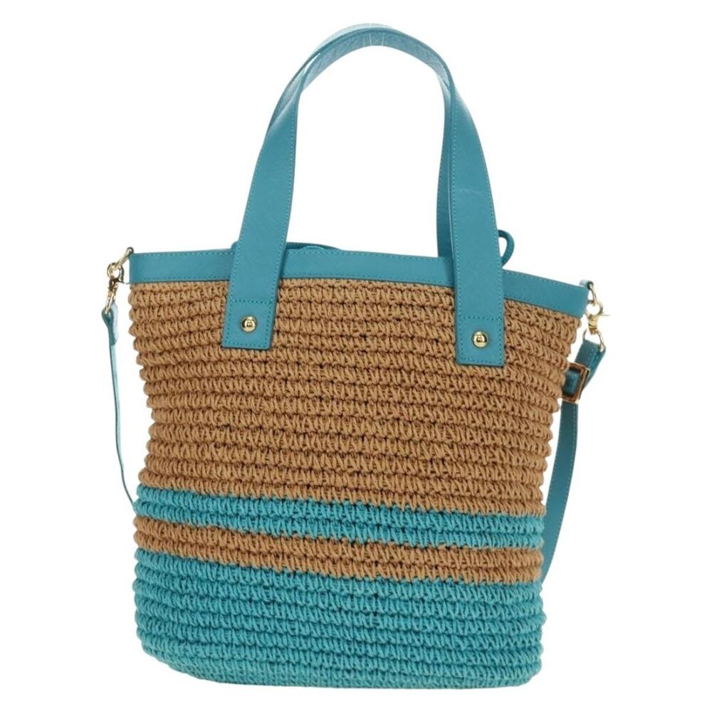 Burberry Blue Label Raffia Handbag Wood